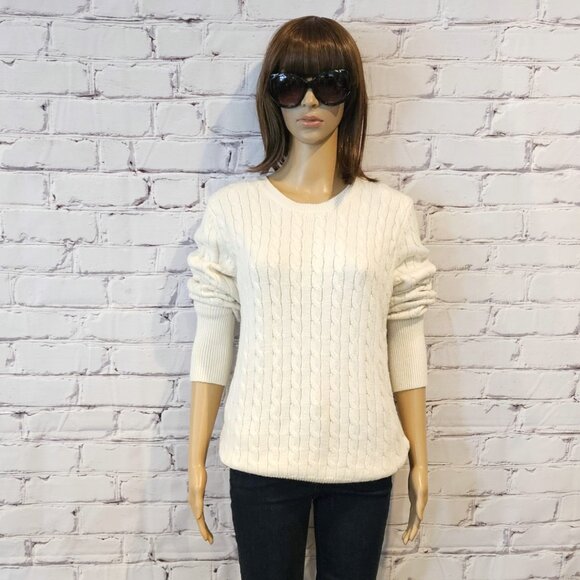 GAP - Classic angora blend cream long sleeve pullover cable knit sweater - Picture 4 of 10